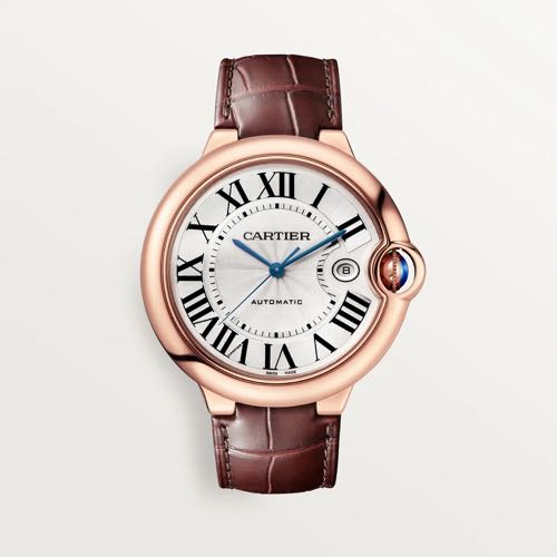 CARTIER BALLON BLEU ROSEGOLD BROWN LEATHER