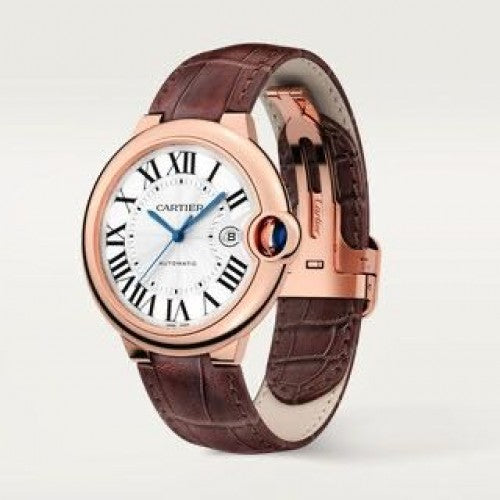 CARTIER BALLON BLEU ROSEGOLD BROWN LEATHER