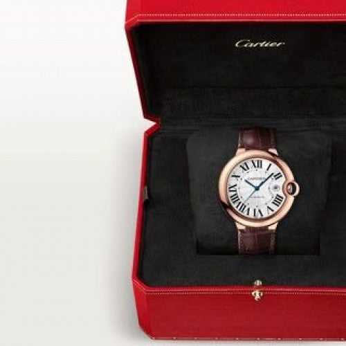 CARTIER BALLON BLEU ROSEGOLD BROWN LEATHER