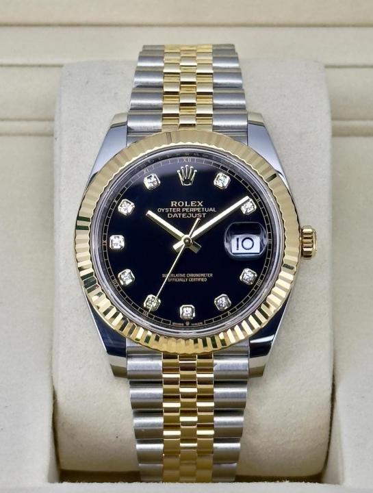 Rolex Oyster Perpetual Date Just Diamond 2 Ton-Gold-Black Working Like Automatic