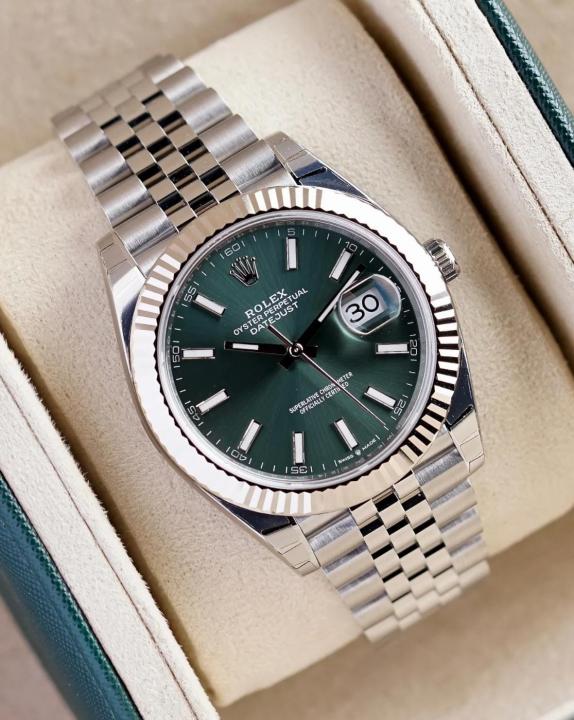 Rolex Oyster Perpetual Date Just Silver-Green Working Like Automatic