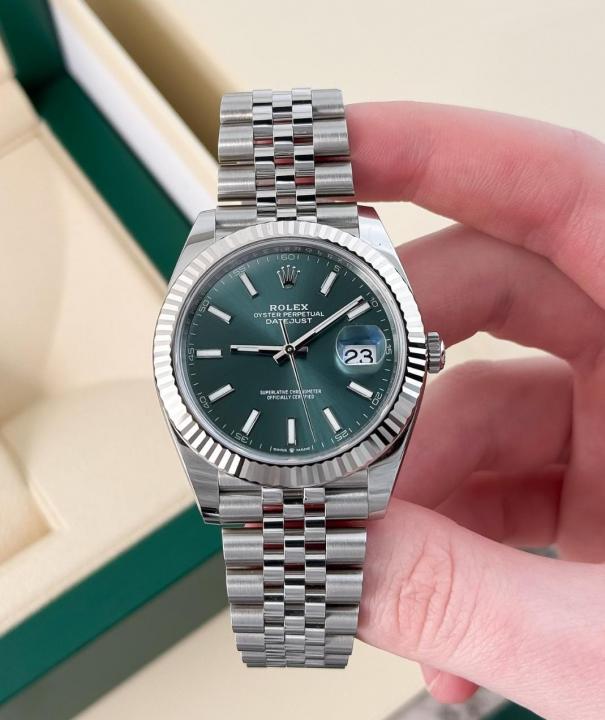 Rolex Oyster Perpetual Date Just Silver-Green Working Like Automatic
