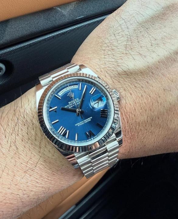 Rolex Oyster Perpetual Day Date 40 Battery Silver-Blue
