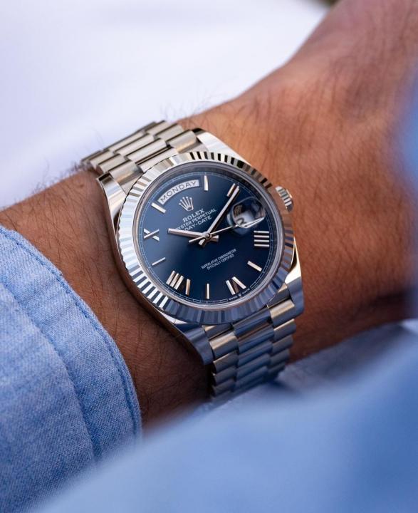 Rolex Oyster Perpetual Day Date 40 Battery Silver-Blue