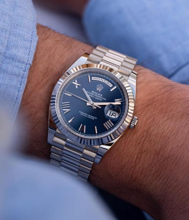 Rolex Oyster Perpetual Day Date 40 Battery Silver-Blue