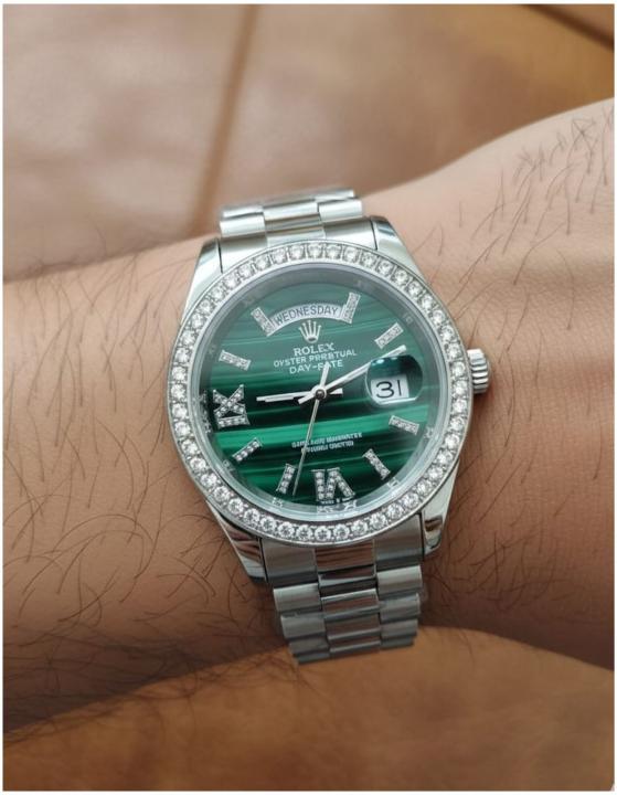 Rolex Oyster Perpetual Day Date Diamond Silver-Green