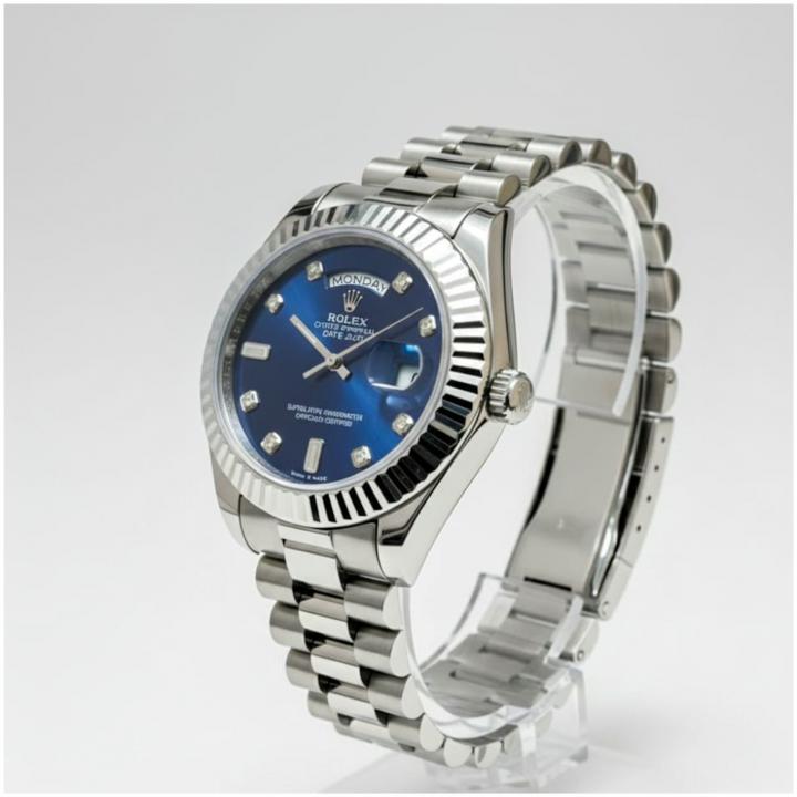 Rolex Oyster Perpetual Day Date Diamond Silver-Blue 40 Battery